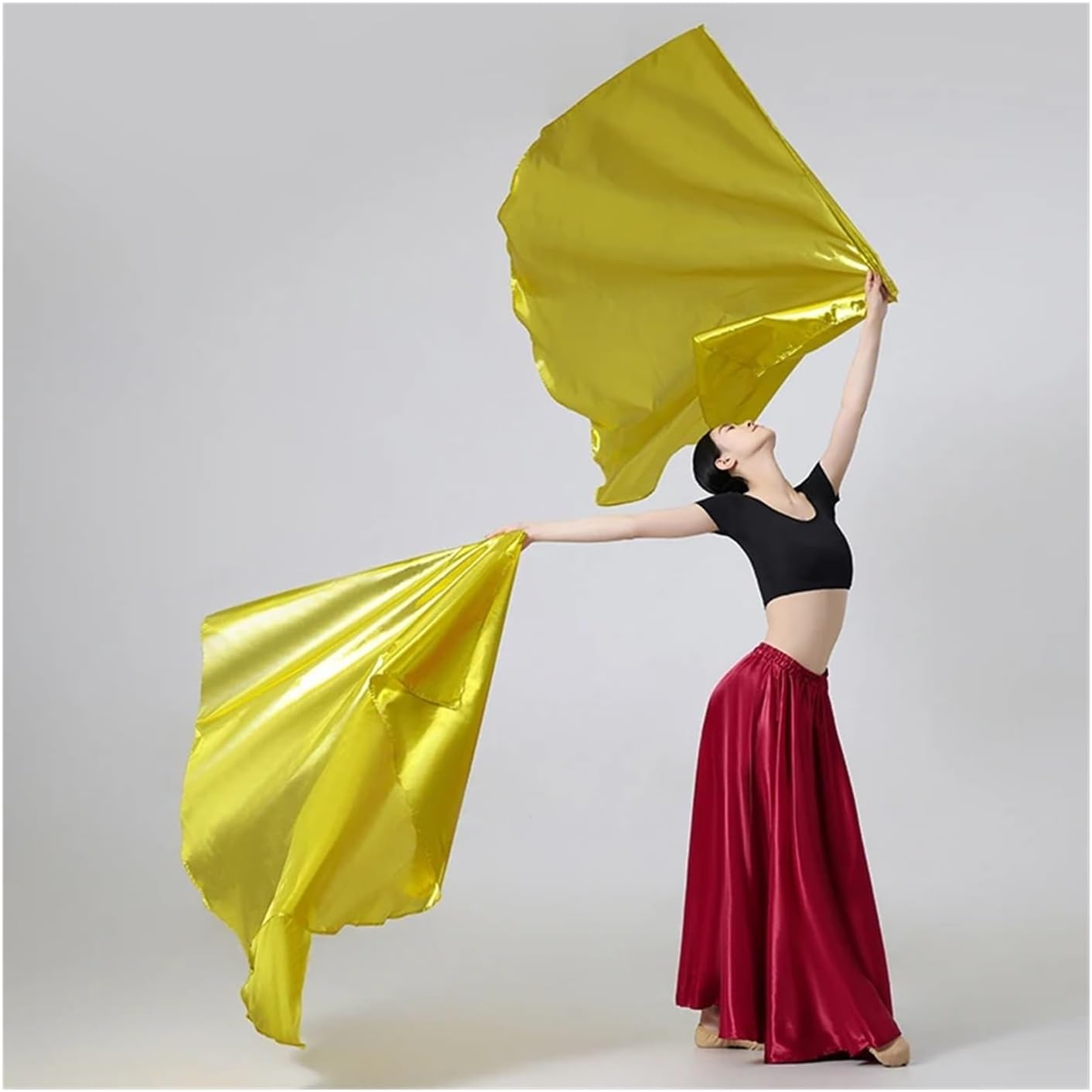 1PC 140X140CM Shiny Fabric Pocket Shape Dance For Performance Worship Arts Dancing Prop Suitable for belly dancing