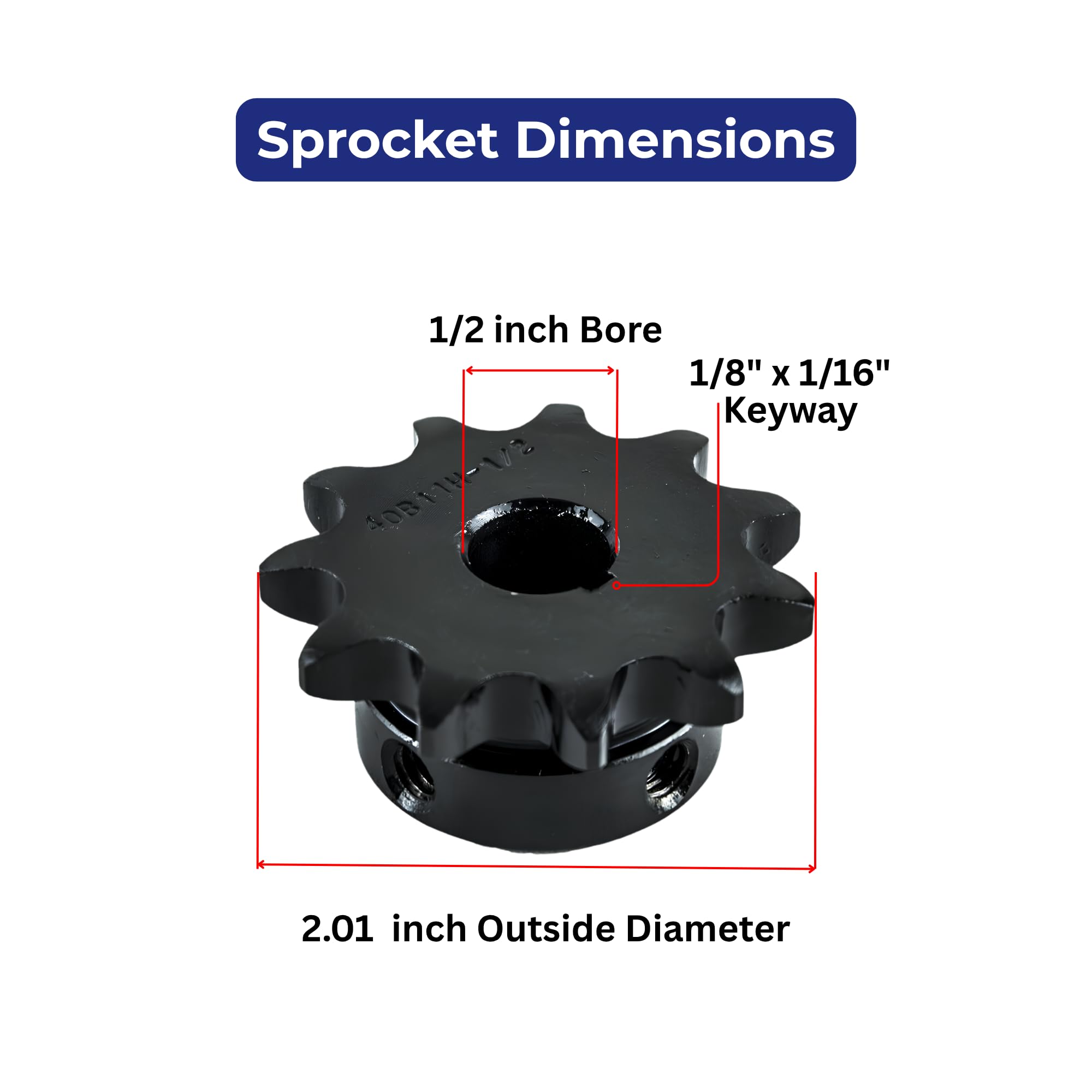Jeremywell #40 Roller Chain Sprocket, 11 Tooth B-Hub, 1/2" Bore, Hardened Steel — Amazon image 5