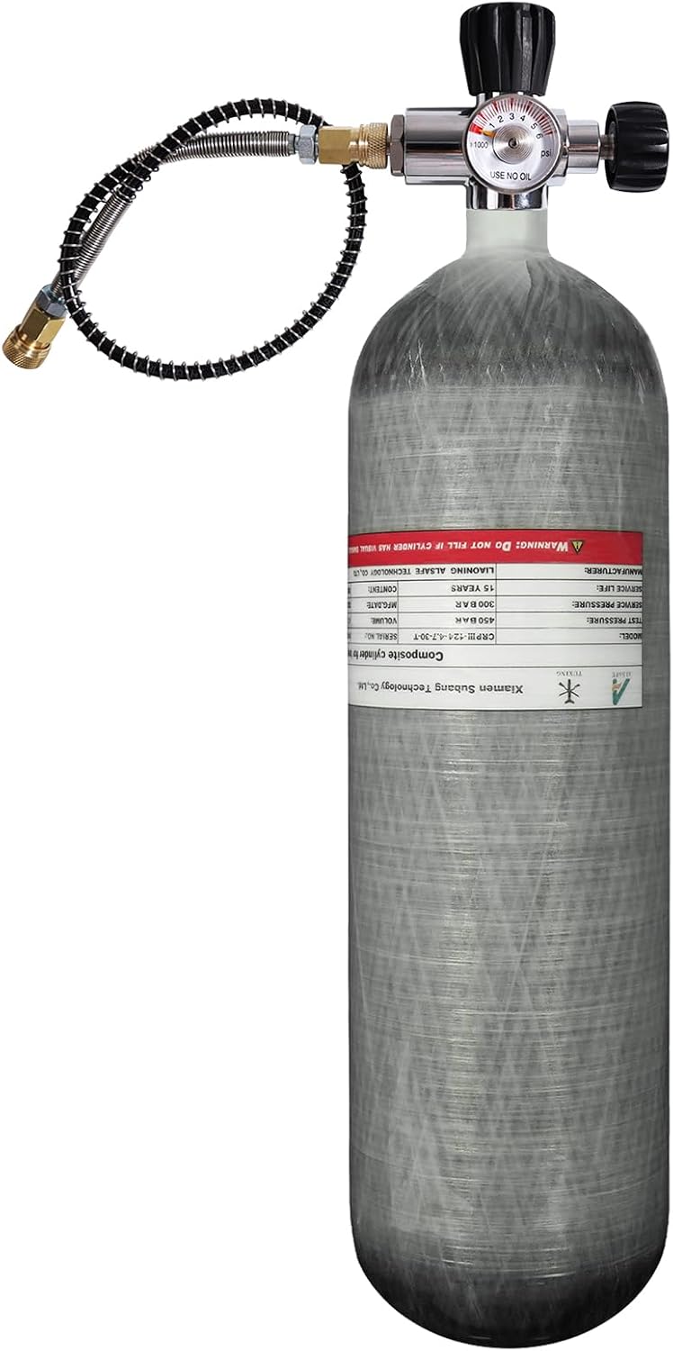 4500Psi Carbon Fiber Scuba Tank(NOT DOT) 4.7L 286Cu in 4700CC High Pressure Composite Cylinder,Diving Tank for Snorkeling Water Sports