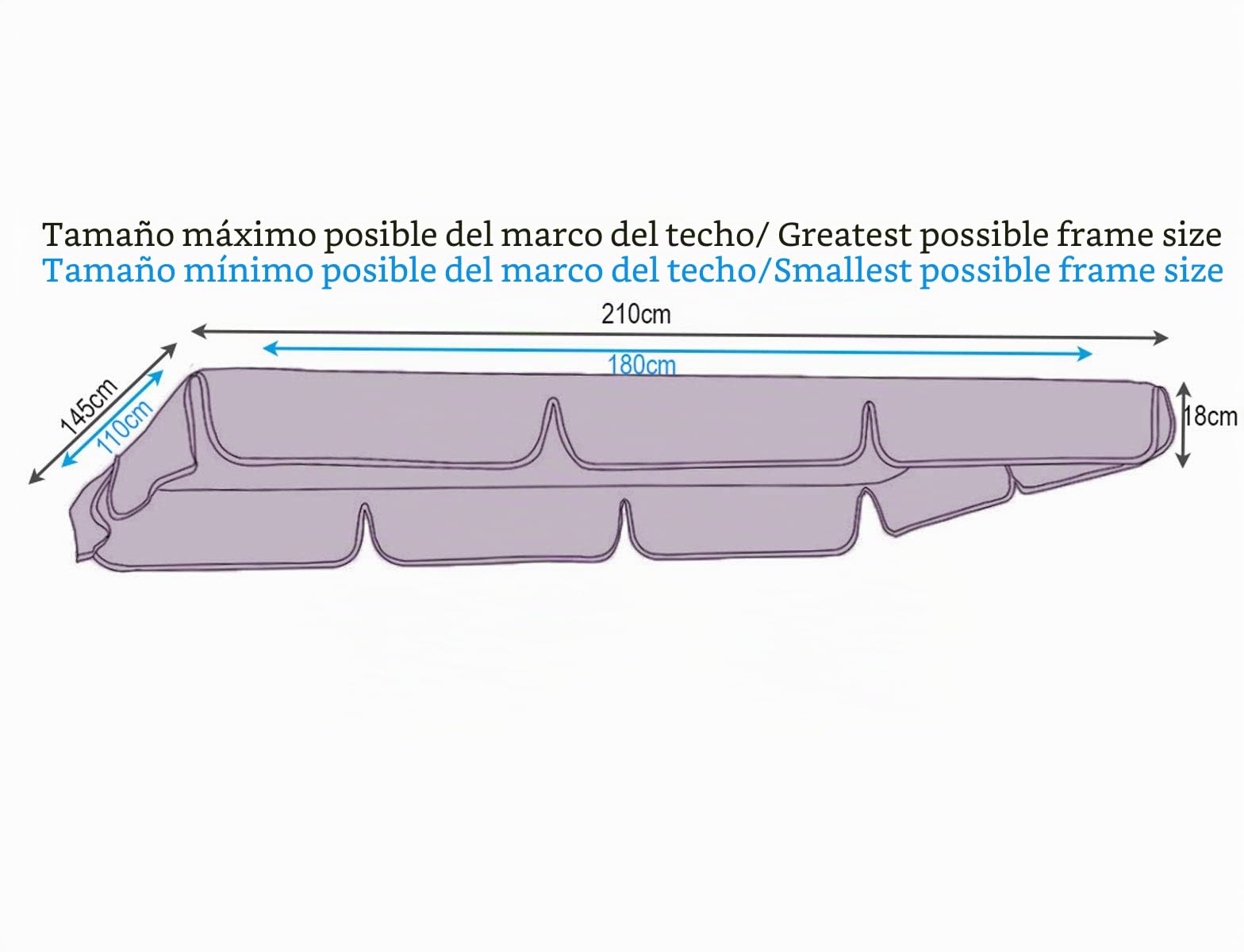 QUICK STAR Techo Columpio 210 x 145 cm Gris Impermeable | Funda Repuesto Balancin | Toldo de Reemplazo Universal UV 50 | Cubierta para Columpio de Jardín de 3 Plazas