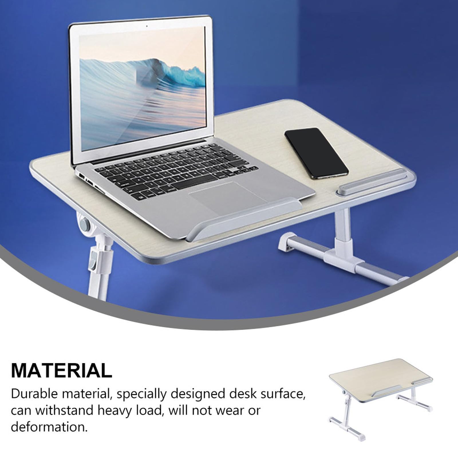 COHEALI Bureau Pliable en Bois Beige, Table d'Écriture Réglable Maison, Pratique pour Étudiants, Simple et Fonctionnel