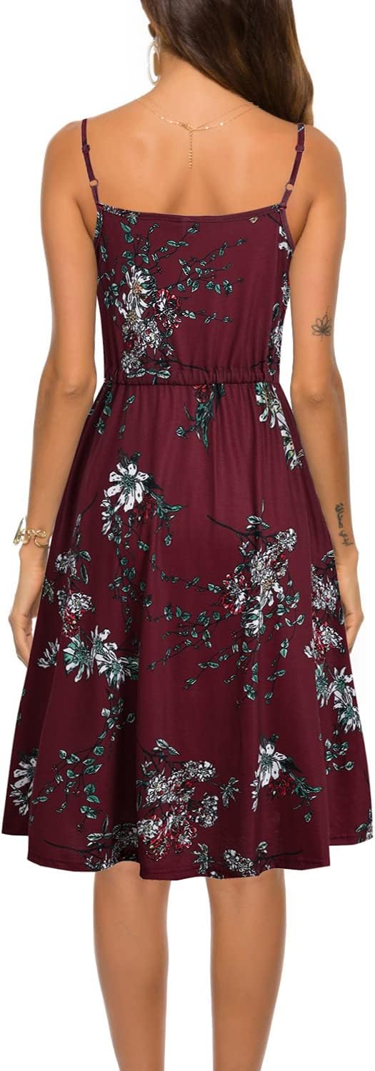 Women's Casual Summer Dress Beach Sleeveless Spaghetti Strap Adjustable Waist A Line Sun Dresses with Pockets 826 - Image 2