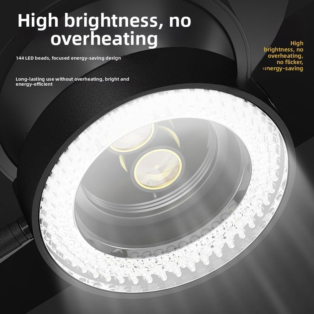 Luz circular de microscopio, 144 cuentas LED anillo iluminador de luz para microscopio estéreo y cámara con adaptador, brillo ajustable alimentado por USB