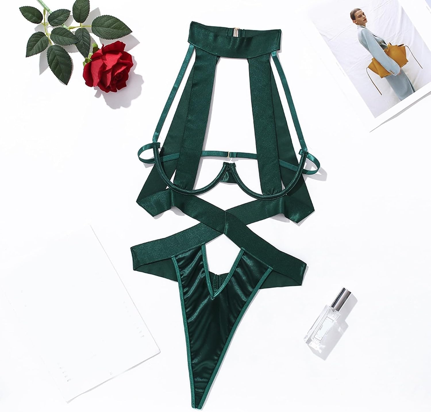 Lingerie For Women Sexy Bodysuit Teddy Halter Backless Adjustable Breathable Lingerie Bodysuit Harness Belt Soft Nightwear