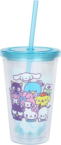 Miniatura 2 de Bioworld Hello Kitty & Friends - Taza acrílica de 16 onzas con popote reutilizable