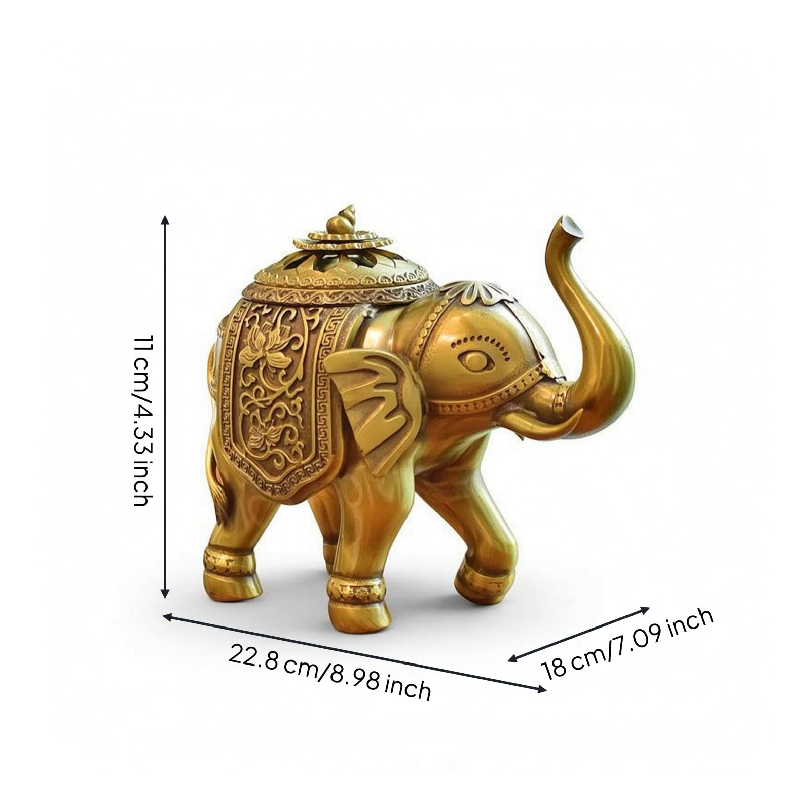 Tore di in Ottone Porta Statua Decorativa Coperchio Rimovibile Stile Antico Pannelli Incisi con Coperchio Adatto per Ufficio Scrivania Salotto Meditazione Relax