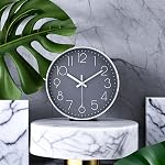 12 Inch Non-Ticking Horloge Murale Silente Batterie Operated Round Horloge Mural Moderne Simple Style Decor Horloge pour la maison/bureau/école/cuisine/Chambre/Salle de vie (Gray)