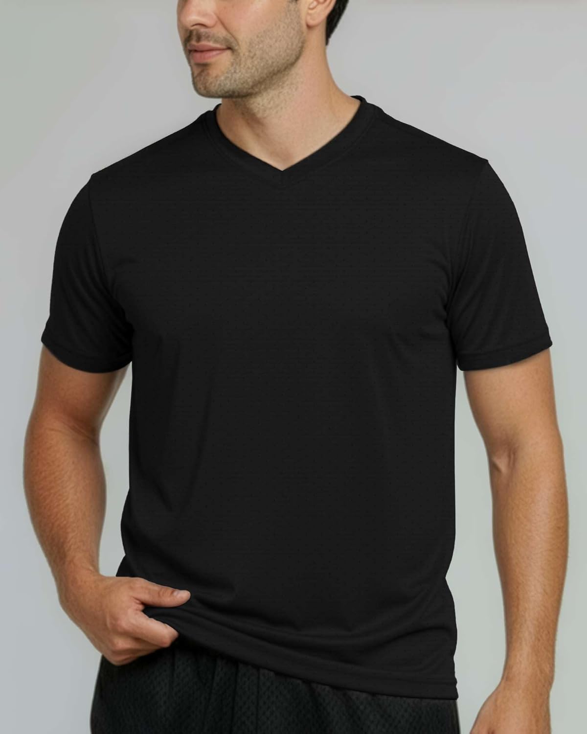 Real Essentials 5 Pack: Men's Breeze Tech V-Neck Dry Fit T-Shirts Moisture Wicking Athletic Workout & Gym Shirts (Big &Tall) - Image 3