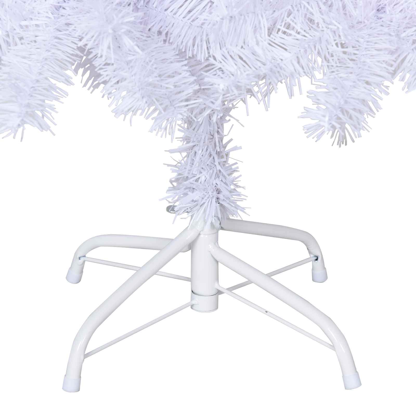 Albero di Natale Artificiale Bianco 210cm in PVC e Acciaio con 300 Luci LED, 8 Modalità di Flash, Alimentazione USB, 1210 Punte, per Soggiorno, Corridoio, Balcone e Terrazza