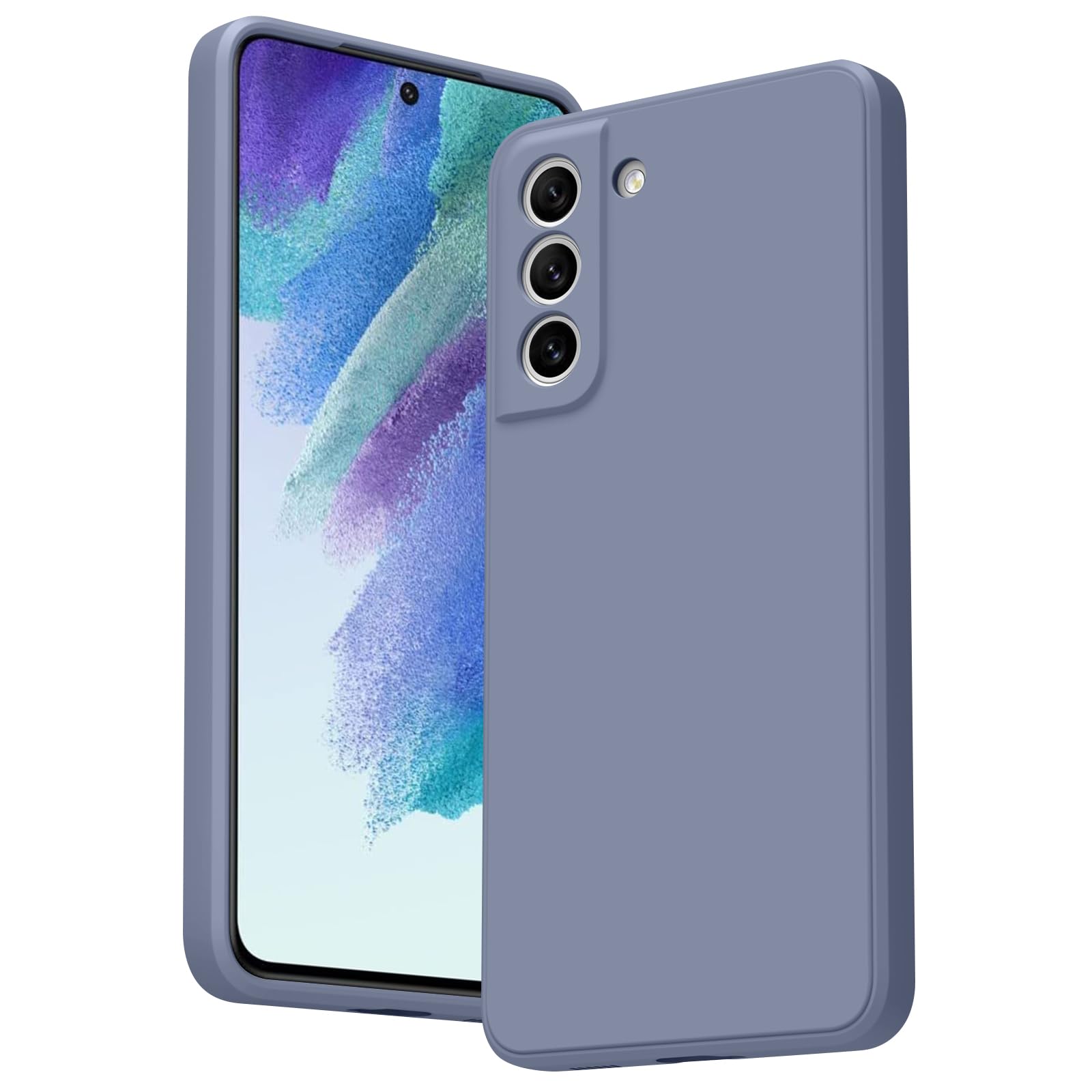 Soft Liquid Silicone Case Designed for Samsung Galaxy S21 FE 5G, [Military Grade Drop Protection] [Anti-Scratch Microfiber Lining] Shockproof Protective Phone Case Slim Thin Cover (Lavender Grey)