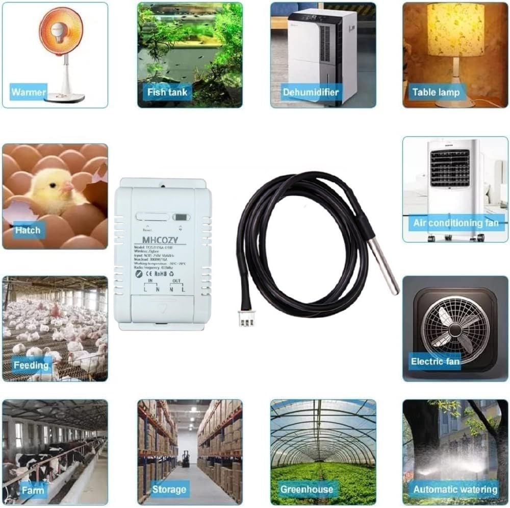 Contrôleur de température Zigbee avec sonde étanche ,Tuya app Remote 16A Smart Switch (Tuya zigbee hub nécessaire)