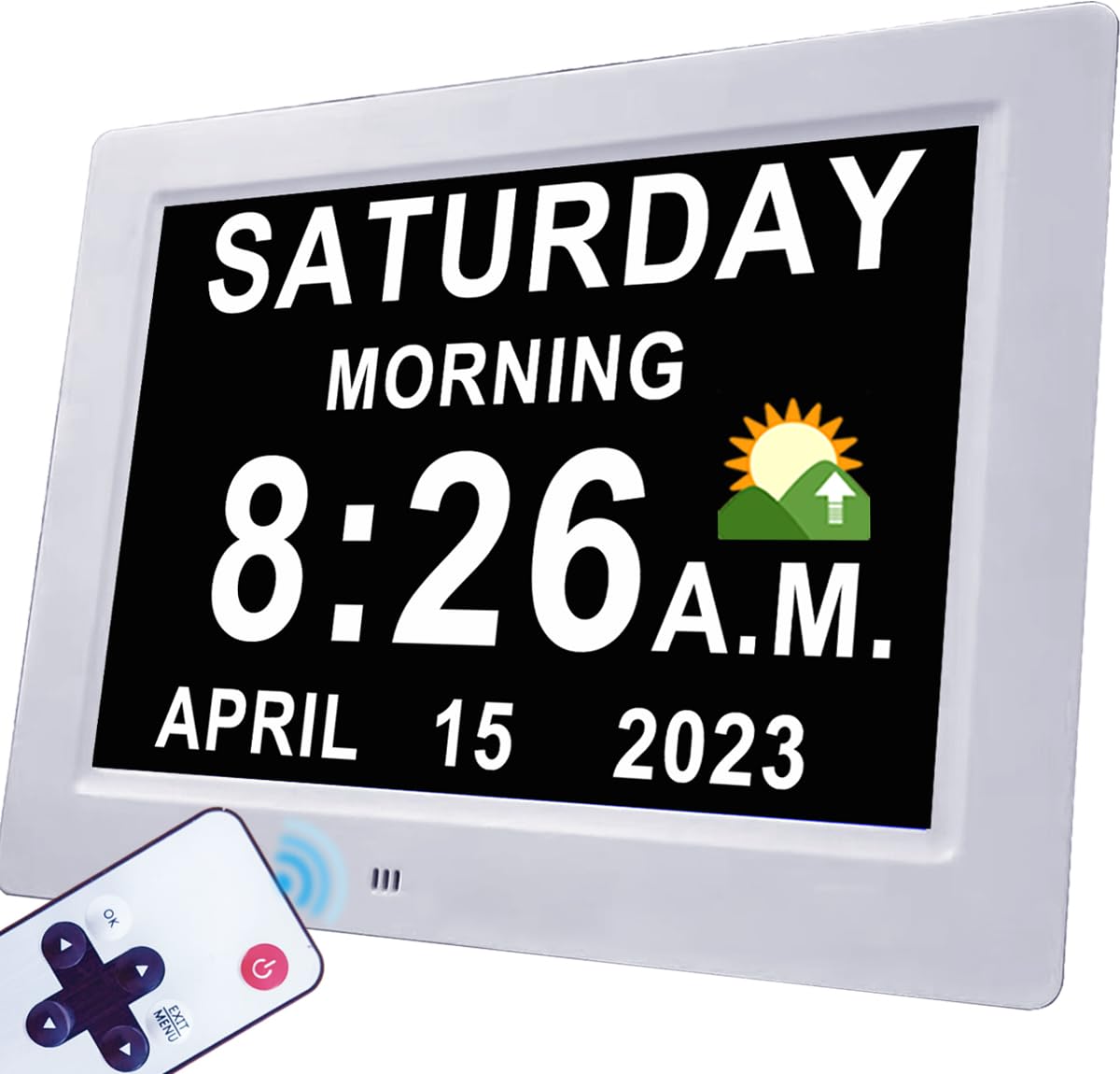 MASSII 【2025 New】 19 Alarms Digital Clock with Loud Voice Talking Time, Auto DST, 20 Custom Reminders, 10-Level Dimmer, Sleep Trainer, Day Date Calendar Clock for Seniors Dementia- 7 Inch with RemoteGlobal Recycled StandardGlobal Recycled StandardGlobal Recycled Standard