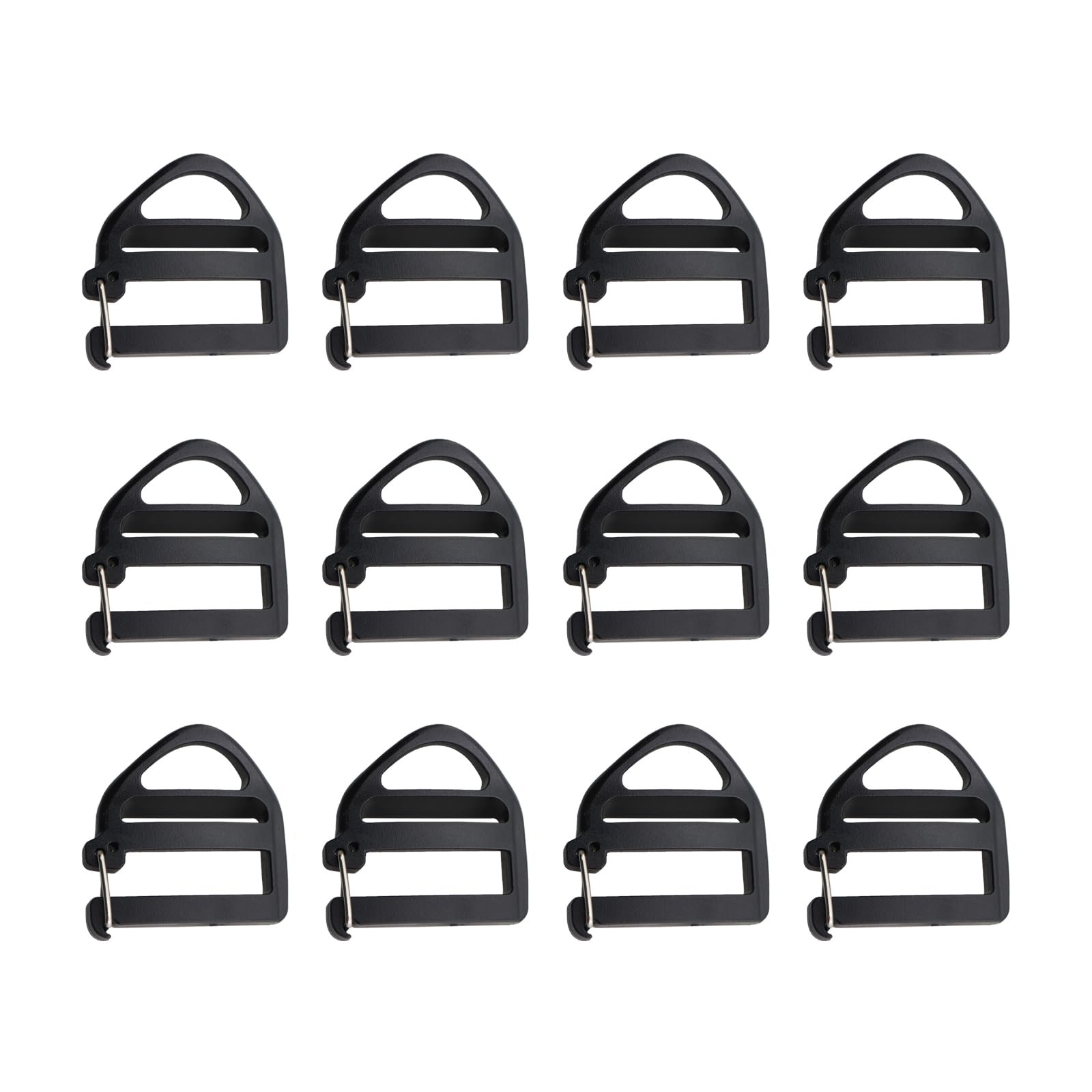 12 piezas de diámetro interior de 25 mm, negro, multifuncional, plástico, gancho abierto, clip de cincha, gancho de mochila, gancho de cierre abierto, hebilla deslizante ideal para ajustar