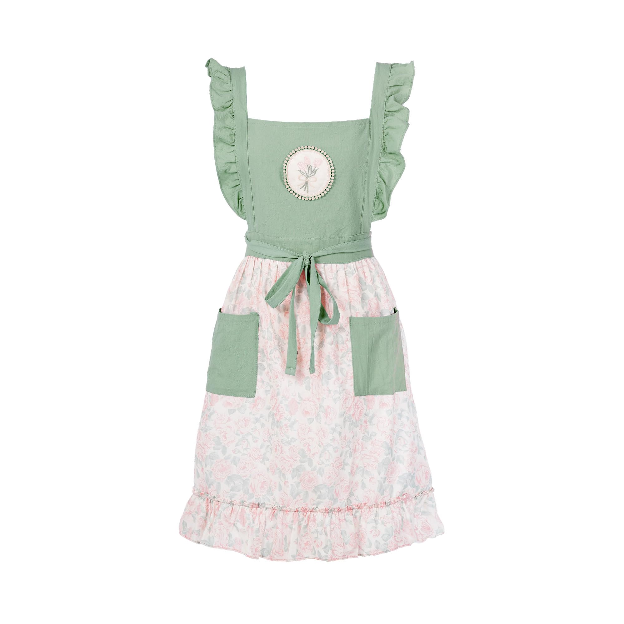 Cute Aprons for Women with Pockets Cotton Adjustable Cross Back Pinafore Vintage Apron for Kitchen Cooking Painting