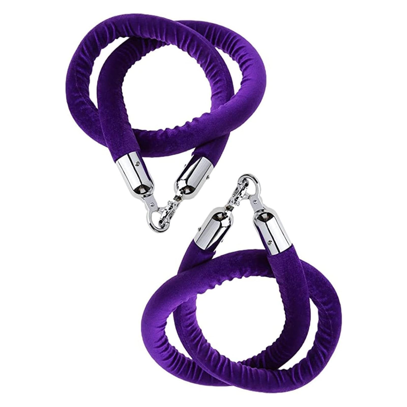 Ghkryd Purple Barrier Rope, Crowd Control Barriers For Stanchion Posts Queue Pole,Rope Safety Barrier With Silver Hooks(,2.5M)