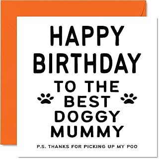 Birthday Cards for Mum from the Dog - Best Dog Mummy - Dog Birthday Card from Dog for Mum, Funny Dog Mum Gifts, 145mm x 145mm Joke Happy Mother's Day Greeting Cards Gift for Mummy Mom Mama
