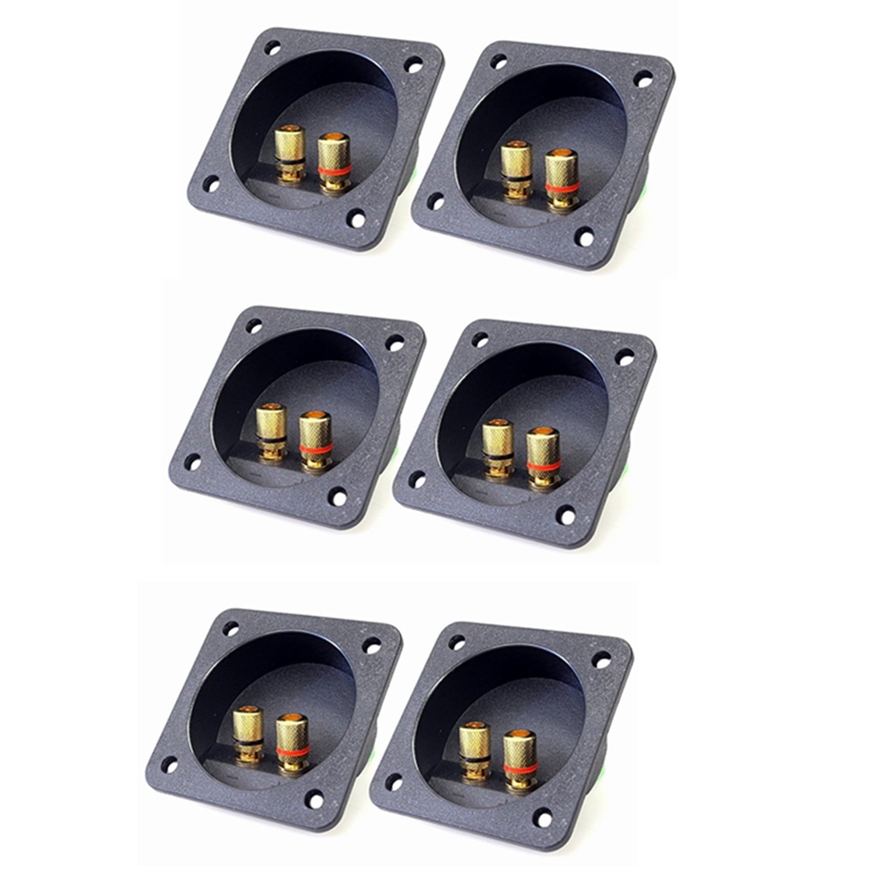 Jnchdghwa Black Diy Home Car Stereo Cup Connectors Subwoofer Plugs 2-Way Speaker Box Terminal Binding Post, 6 Pcs