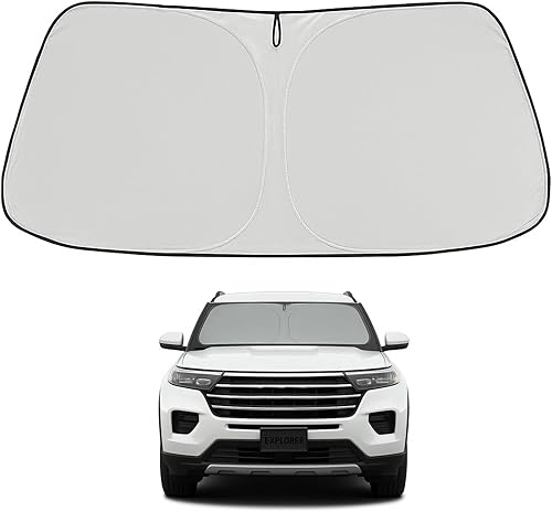 Proadsy Parasol plegable para parabrisas delantero mejorado 2024, 2023, 2022, 2021, 2020, Ford Explorer SUV, ST XLT, Limited, accesorios de platino