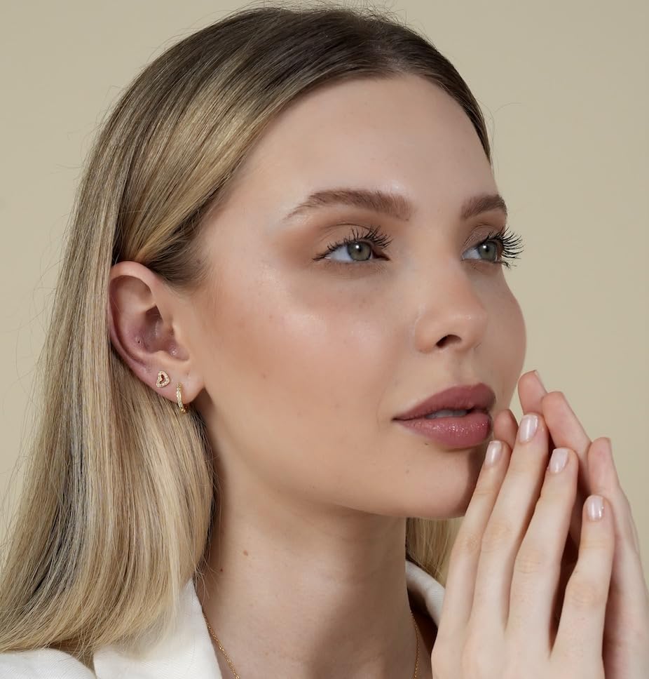 Heart Stud Earrings|18K Gold Plated Stud Earrings for Women| 925 sterling silver stud earrings| Cubic Zirconia Earrings Gold | 925 Sterling Silver Gold Plated Earring| Dainty Small Stud Earring 6mm4