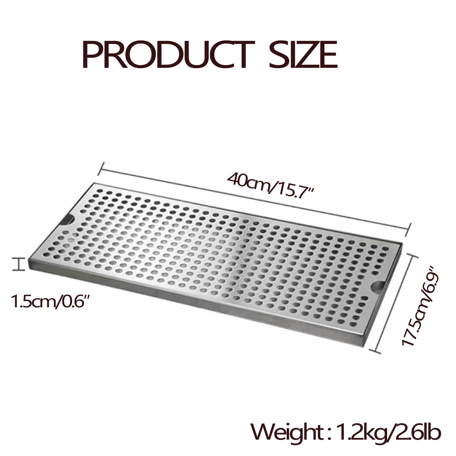 Bandeja de Goteo de Acero Inoxidable para Cerveza - 40 x 17,5 cm (sin escurridor) para restaurantes, Bares y cocinas - Duradera, fácil de Limpiar, elaboración casera de cerv