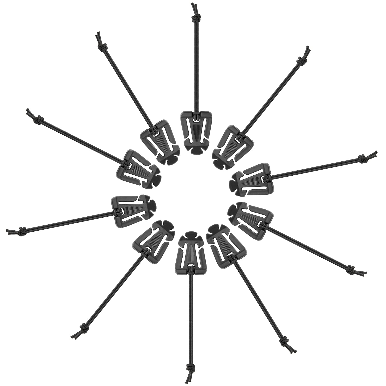 FRTKK Pack of 10 Tactical Gear Holder Clip Molle Web Dominator Elastic Strings Buckle for Tactical Backpacks Molle Bags