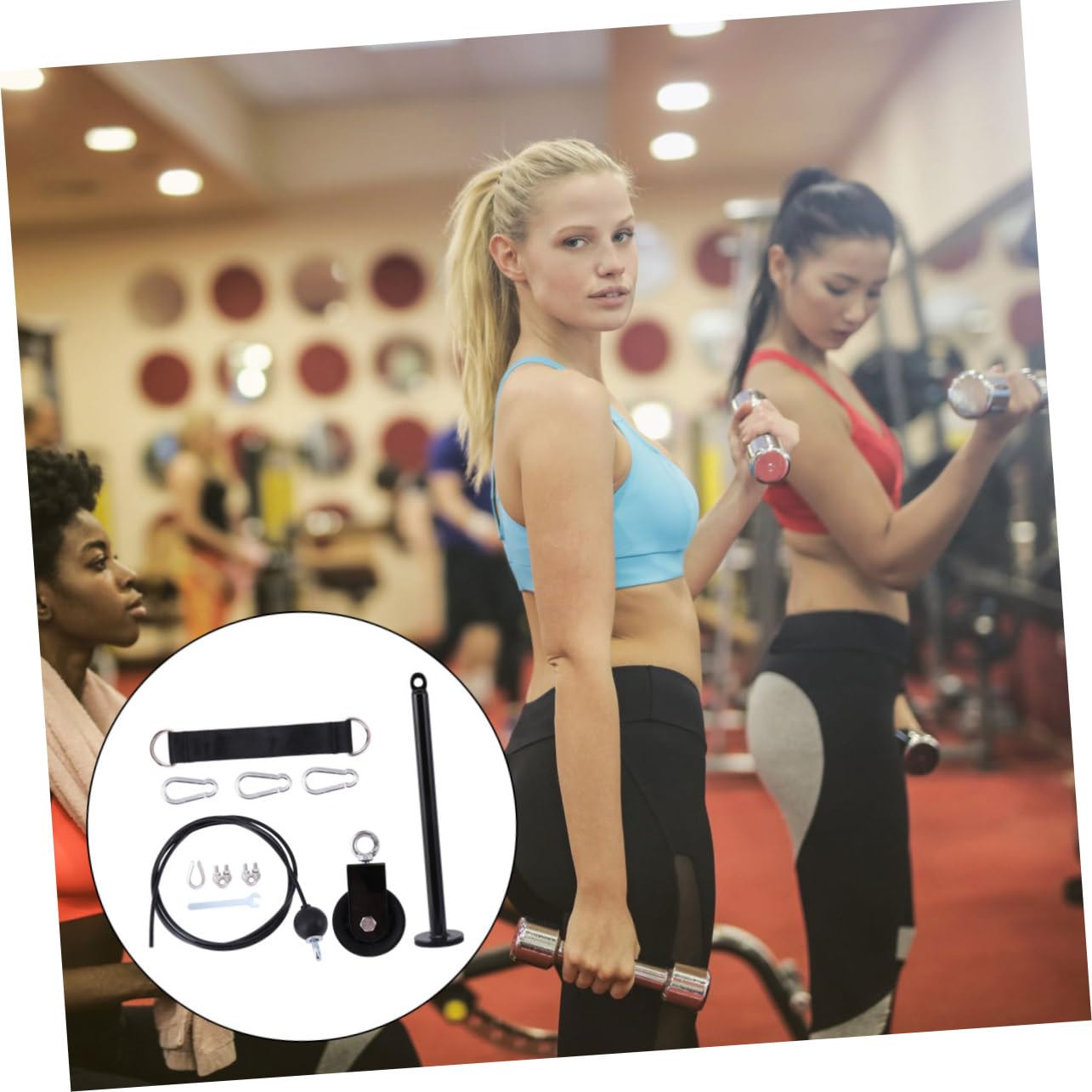 INOOMP Kit de Poleas de Entrenamiento DIY de Metal Negro 1 Juego | Sistema de Alta Resistencia, Ligero y Fácil de Instalar, para Entrenamiento de Fuerza en Casa