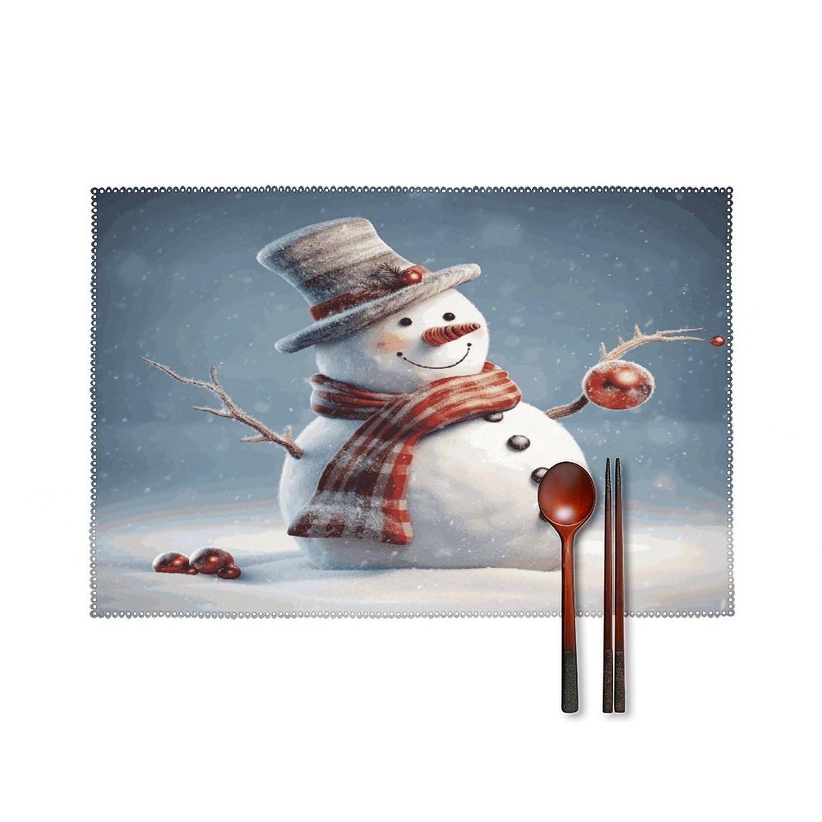 Fekiloot Style Funny Christmas Snowman Placemats Set Of 6,Table Mat