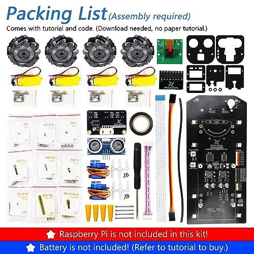 FREENOVE Mecanum Wheel Car Kit for Raspberry Pi 4 B 3 B+ B A+, Face ...