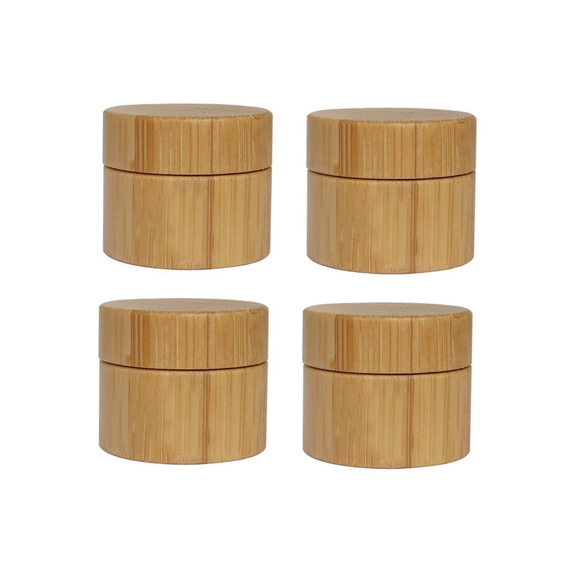 SYBL 4PCS 5ML/5g/0.17oz Empty Refillable Eco Bamboo Shell PP Inner Cream Jars Bottles Container Sample Storage With Screw Cap for Cosmetic Lip Balm Creams Lotion Eye Cream Sample Packing Ointments