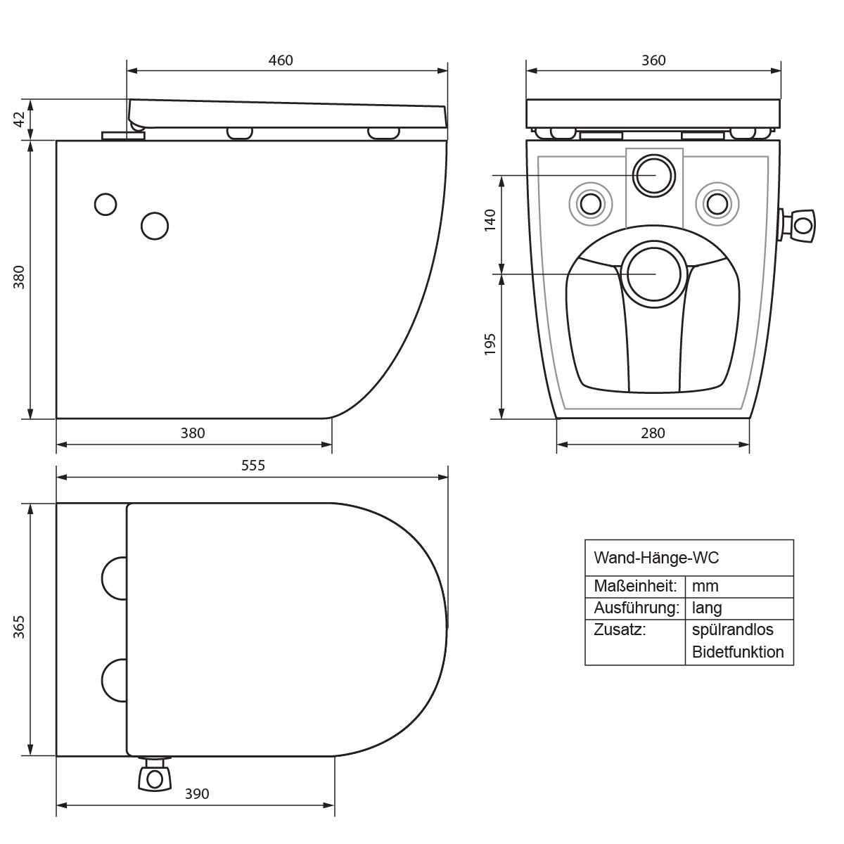 ECD Germany Wall Hung Toilet with Soft close Seat Modern Round