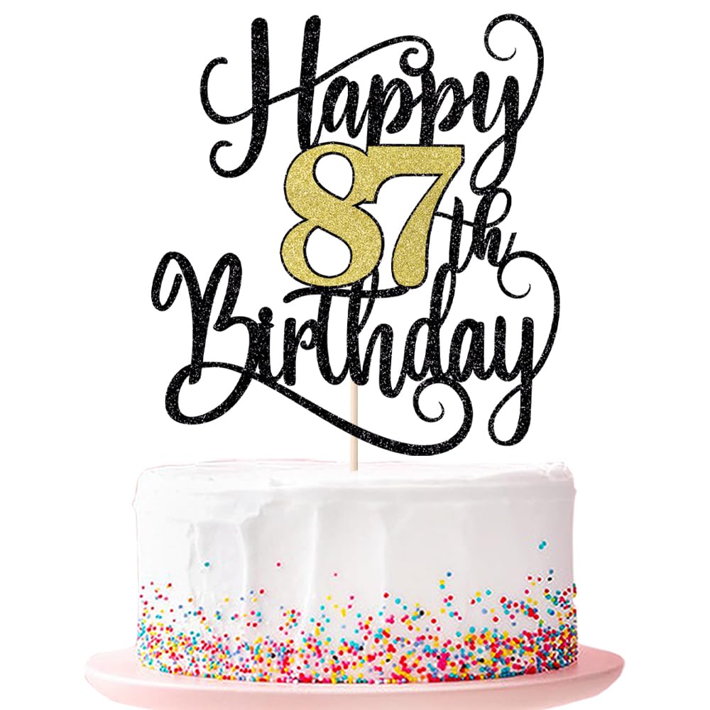 Ruscalin happy 87th birthday cake topper,87 birthday party cake decorations