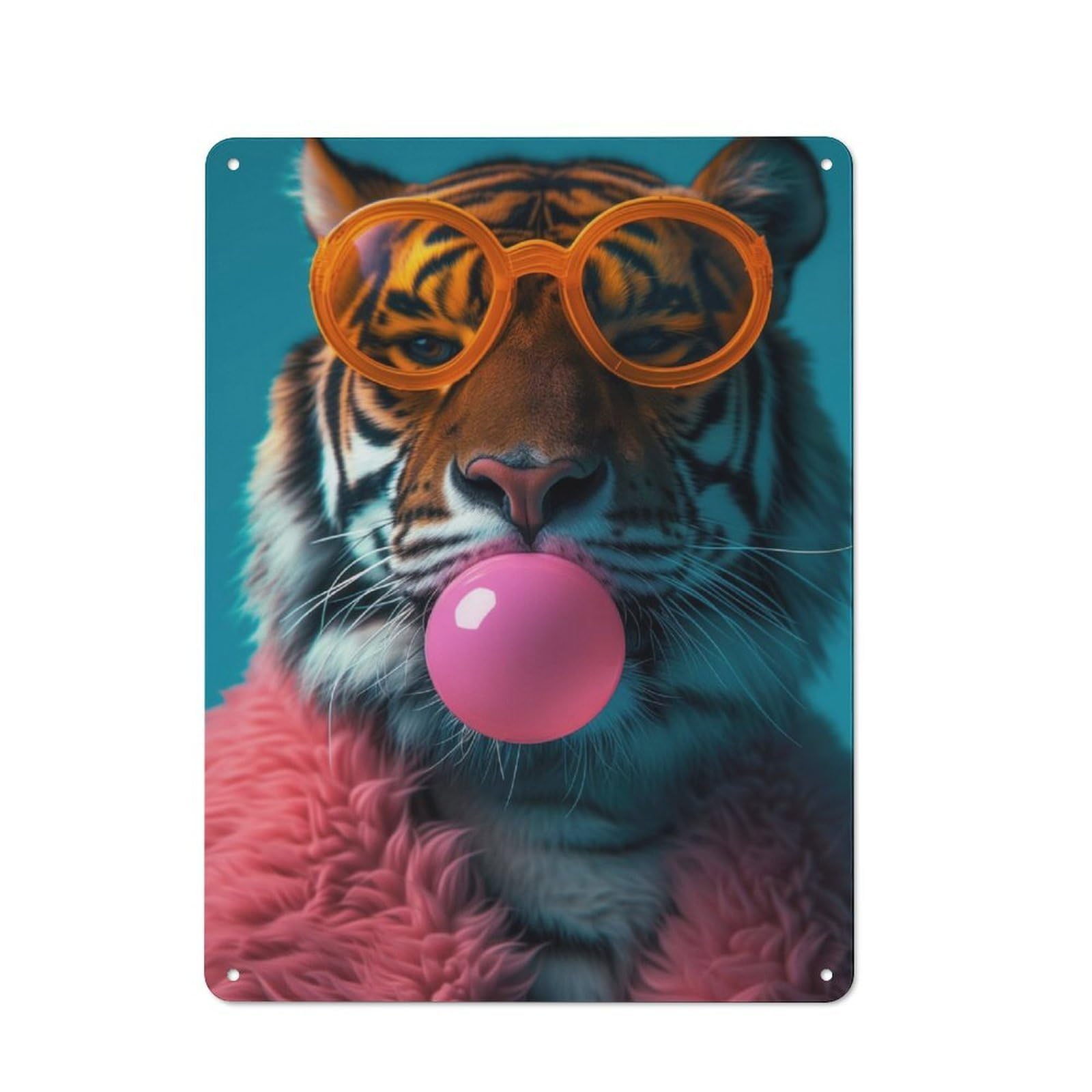 Junmoney Style-6 Tiger Blowing Bubble Gum Vintage Tin Sign 40X30cm For Café Or Restaurant, Suited To Café Owners And Decorators