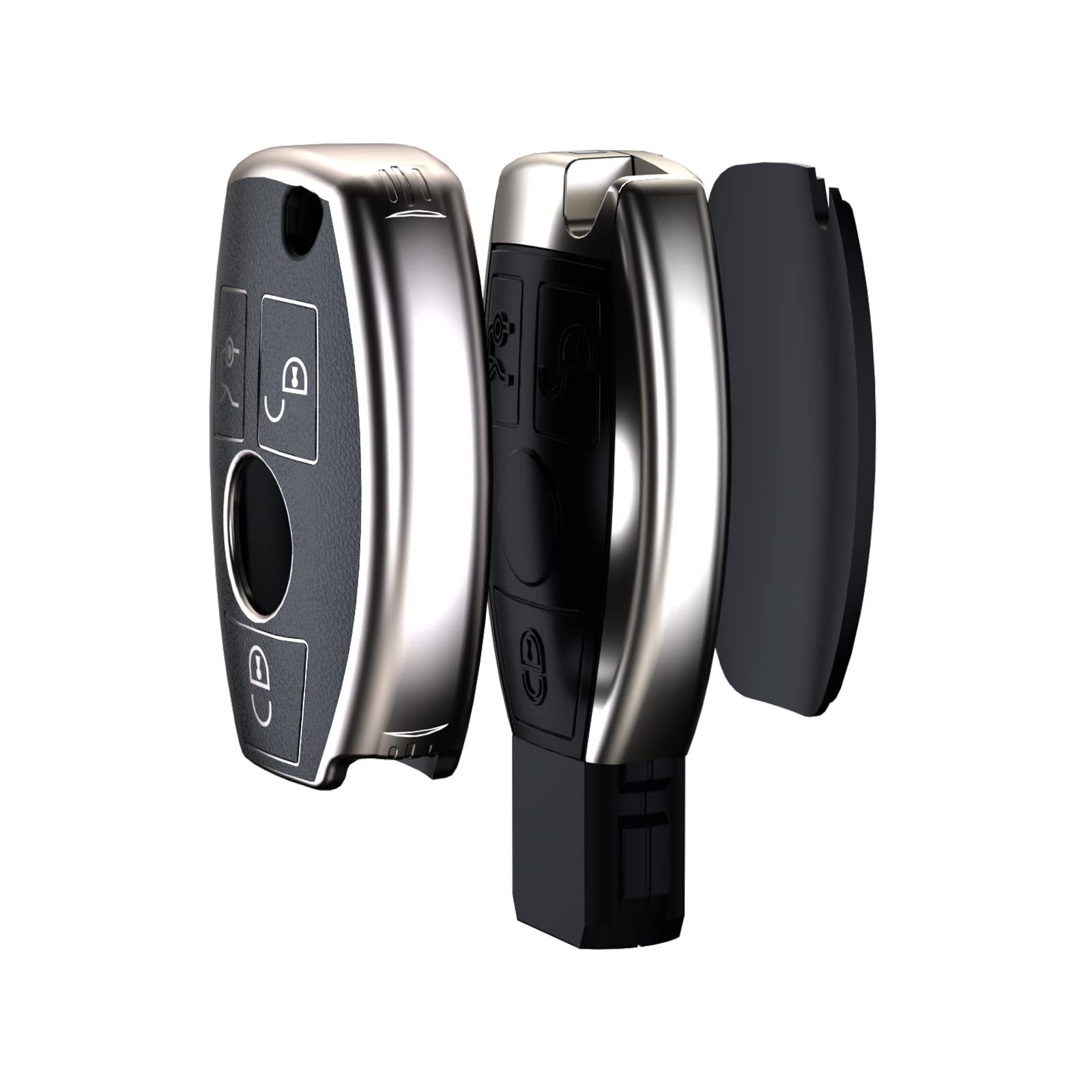 Housse Clé Mercedes Benz Coque Silicone Pour Clé Mercedes Benz - 2-3 Boutons - Protection Anti-Rayures - Noir - Compatible Multiple Modèles Coque Clé Mercedes