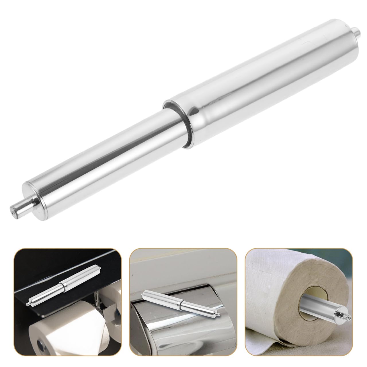 Replacement Roller for Toilet Roll Holder: Chrome Toilet Roll Paper Holder Replacement Roller Tissue Rod Parts for Bathroom Spring Loaded Plastic - Image 2