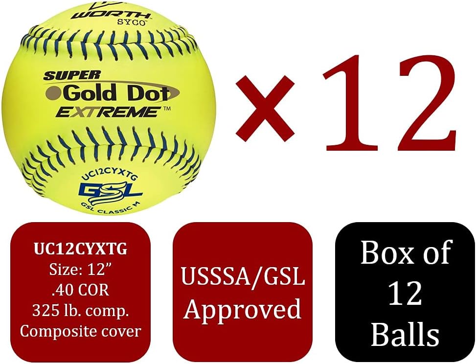 Worth | Slowpitch Softballs | GSL Approved | 12 Count | Multiple Options