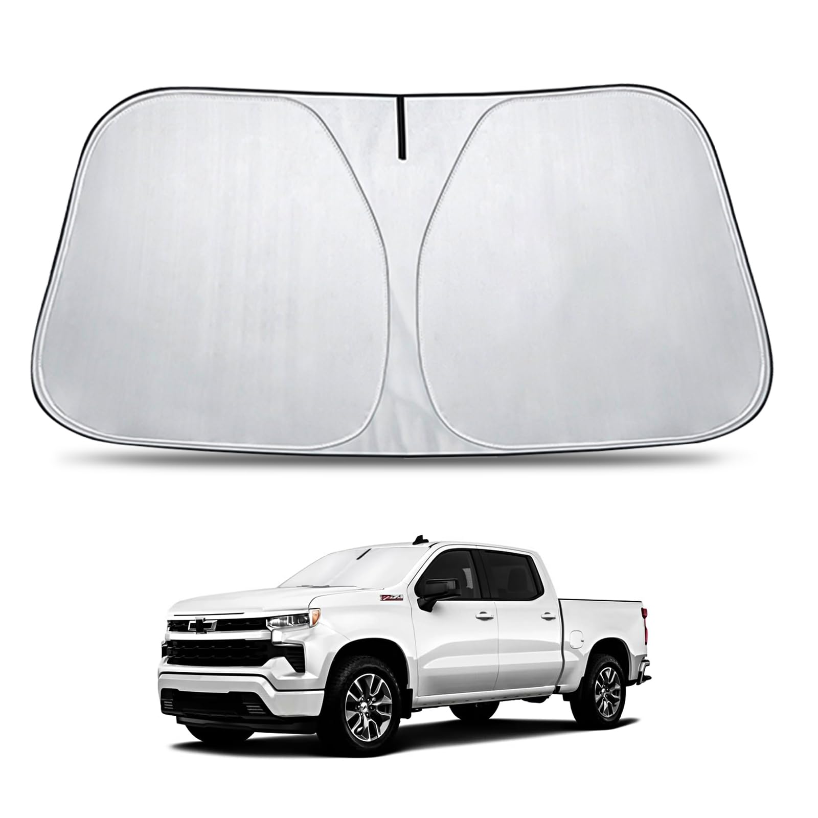 CiueeOra Windshield Sun Shade Compatible with Chevy Silverado 2014 2015 2016 2017 2018, Foldable Car Sunshade Protect Car from Sun Rays & Heat Damage,