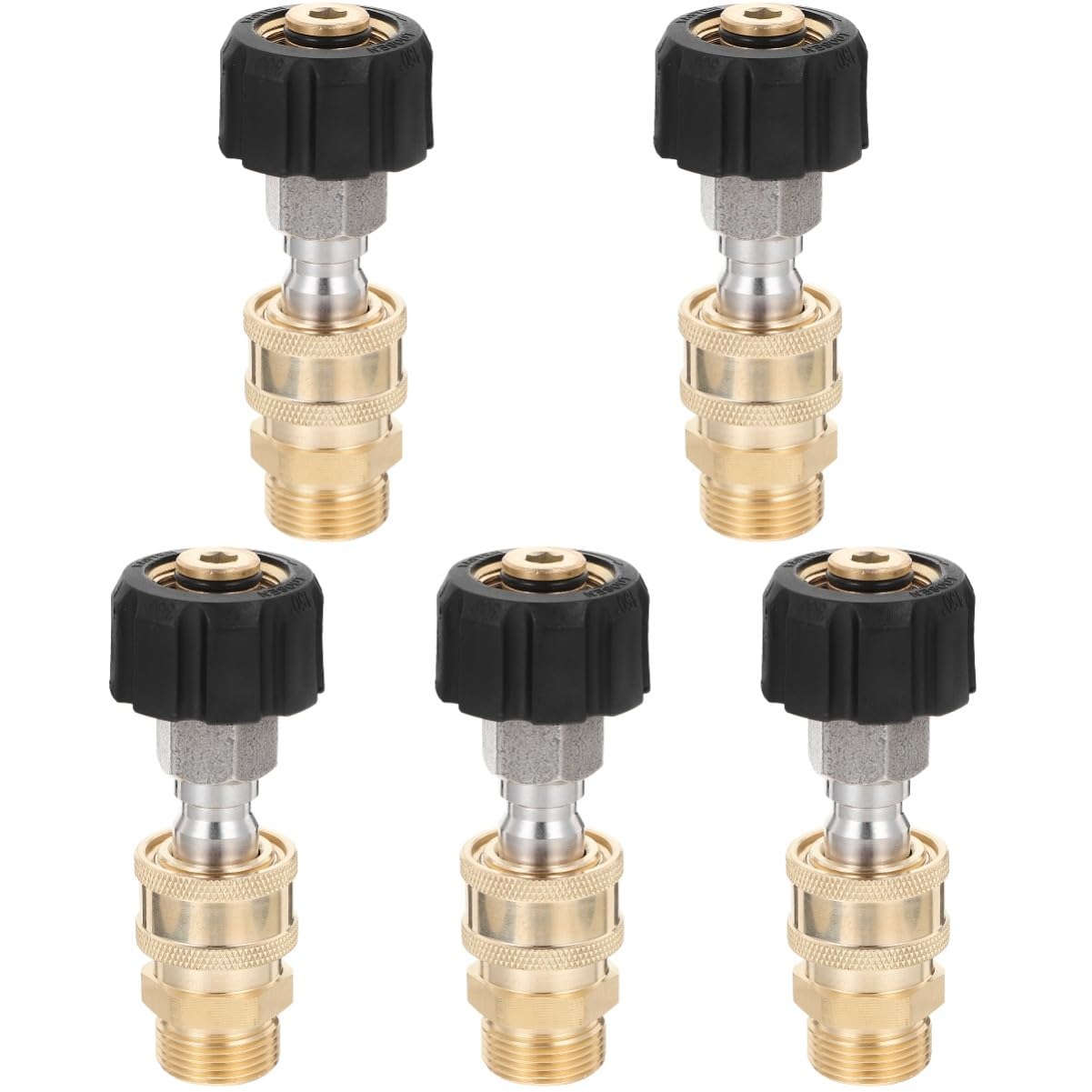 Happyyami 5ensembles Adaptateur De Pulvérisation Haute Pression Laiton pour Nettoyeur Haute Pression Connecteur Rapide Accessoires De Nettoyage Pratiques pour Maison Et Véhicule