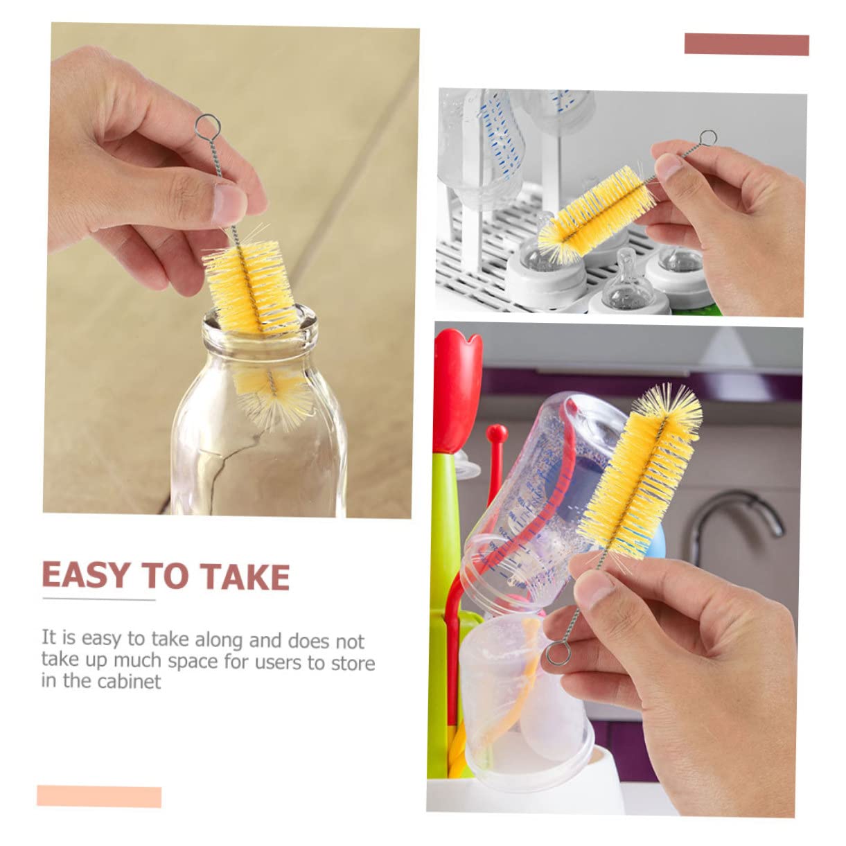 Healeved 60pezzi Spazzole Per La Bottiglie Per Multi- Inossidabile e Silicone Bottiglie Utensili Giallo