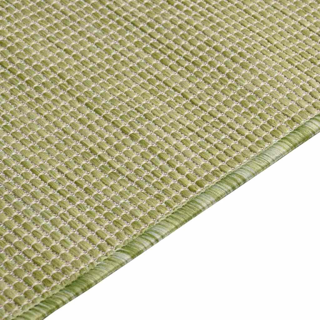 Dywan do użytku na zewnątrz, płaski, 160 x 230 cm, zielony, odporny na warunki atmosferyczne, odporny na działanie promieni UV, łatwy w pielęgnacji, antypoślizgowy, na balkon,