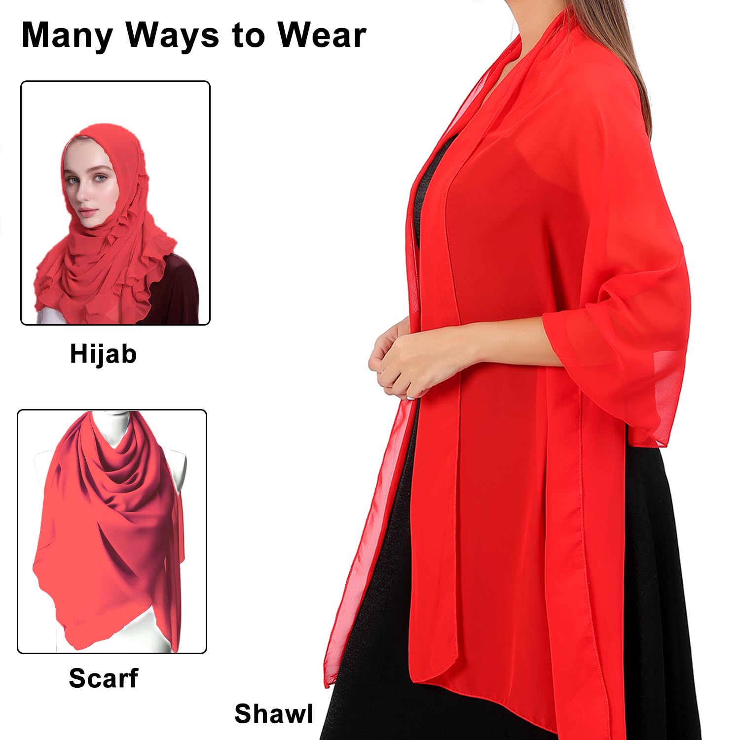 lifwimner Scialle Donna In Raso Chiffon Silky Sciarpa Tinta Unita Wrap Stola Per Sposa Damigella Cerimonia Matrimonio Serata