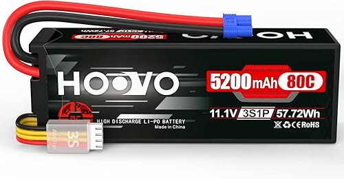 HOOVO 11.1V 3S Lipo Batería 5200mAh 80C Estuche rígido con conector EC3 para RC Car Boat Truck Heli Avión Hobby FPV Racing