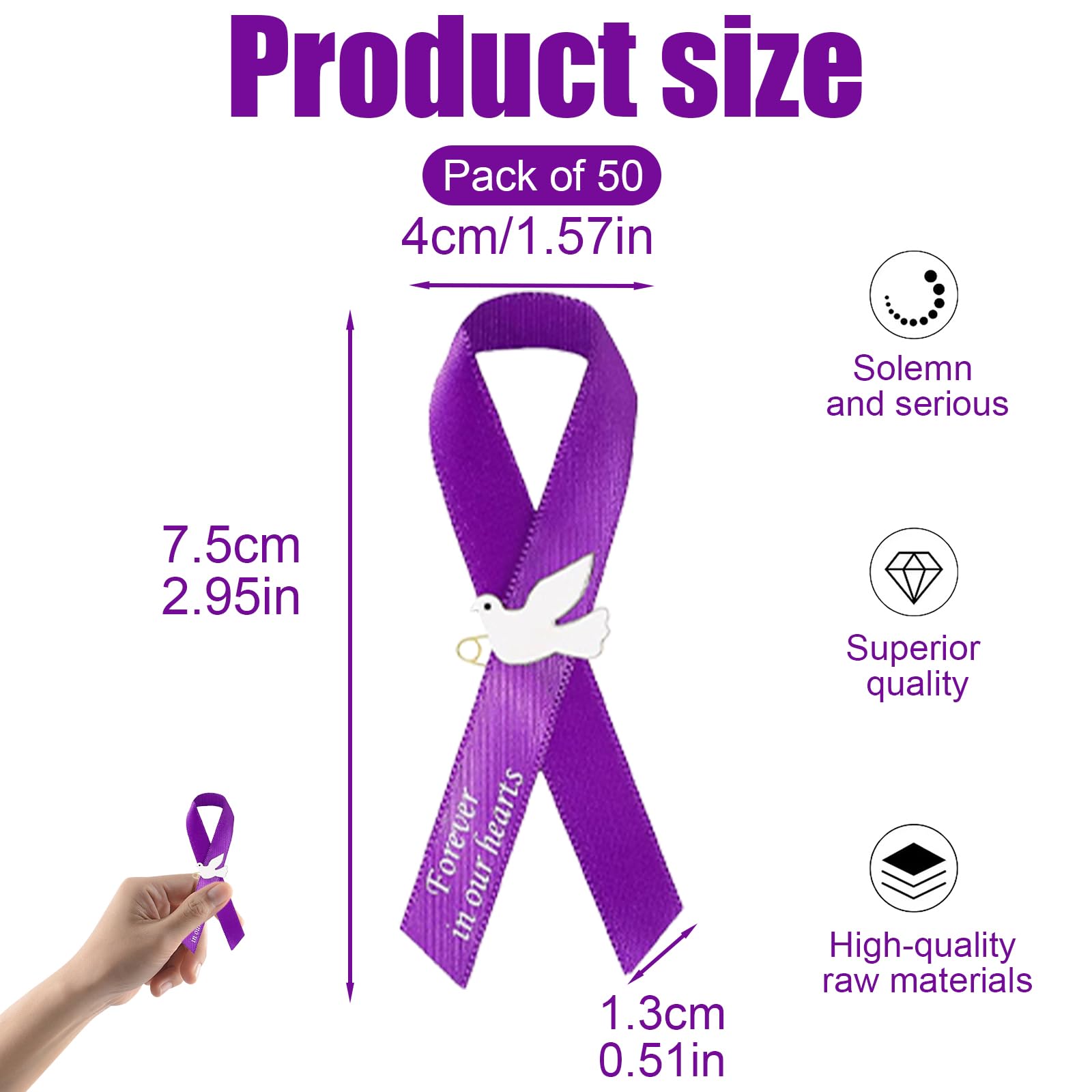 50Pcs Dove Funeral Ribbon Purple Memorial Ribbon - Image 2