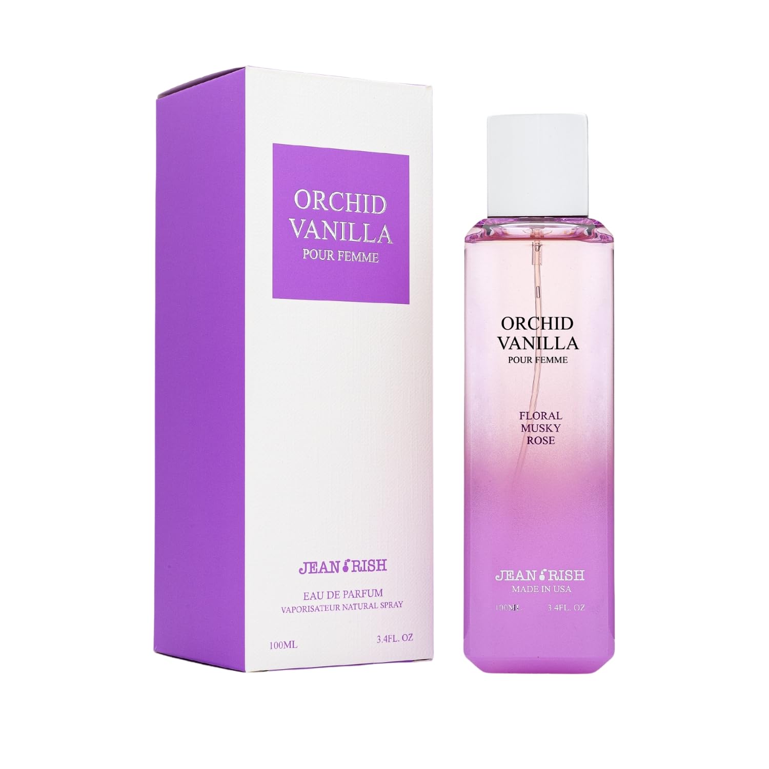 Jean Rish Orchid Vanilla Eau De Parfum For Women (3.4 Fl Oz / 100ml) with Floral-Musky-Rose, Long Lasting and Luxury Fragrance, Made in USA