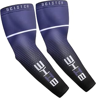 [beister] アームカバー メンズ レディース UVカット 接触冷感 吸汗速乾 コンプレッション スポーツ・ゴルフ・自転車・ランニング用 | ずれにくい滑り止め仕様｜腕に沿うストレッチフィット｜通気性に配慮した快適な着用感｜タトゥーカバーにも活躍｜野球・バスケットボール・バレーボール・屋外作業など幅広い日常活動に｜小さくたためて持ち運びやすい