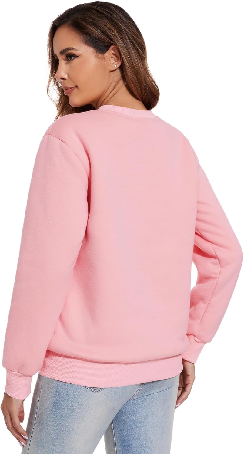 Flygo Women's Sherpa Lined Fleece Crewneck Pullover Sweatshirts Casual Winter Warm Sweatshirt - Image 4