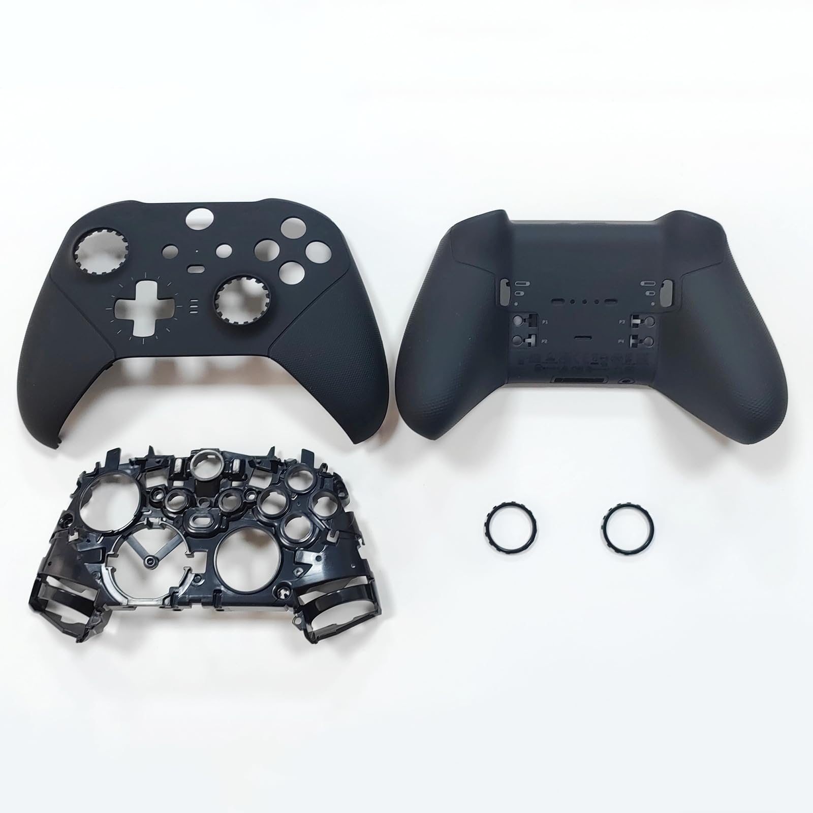 Hzxkqmil Zamienna Obudowa Przednia Okładka Tylna Pokrywa Obudowy Akcesoria dla Xbox Elite Controller Series 2, Dołączone Środkowa Rama Pierścienie Joysticka, Czarny