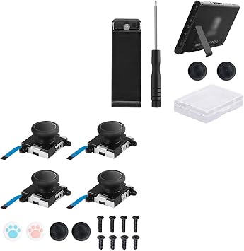 Joycon Joystick Replacement 4 Pack, Replacement Joystick Analog Thumb Stick for Switch Joy-Con Controller & Switch Lite Kickstand Stand Replacement