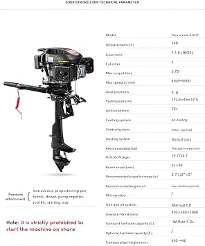 Marine Boat Engine, 4stroke 6 Horsepower Special Design,140cc Outboard Motor, Water Jet Engine Boat
