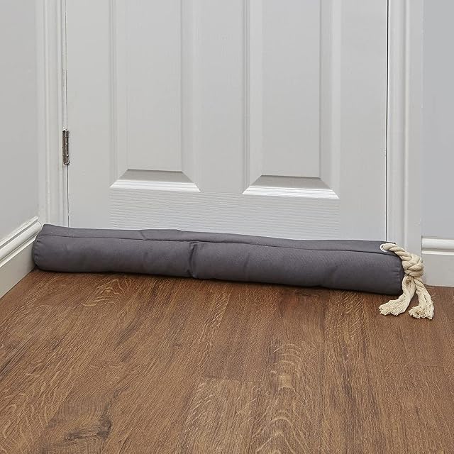Door Draught Stopper, Fabric Draught Excluder for Doors, Weatherproof and Soundproof Under Door Seal Strip, Energy Efficient Insulation Door Accessory (Grey)