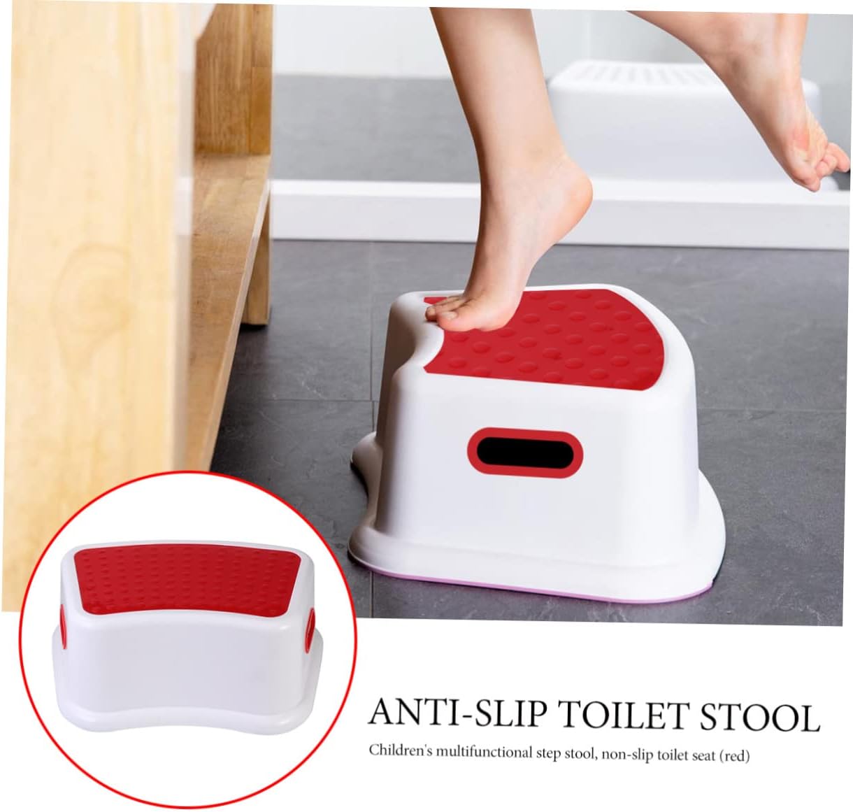 Lightweight Plastic Stool for Boy Girl Non-Slip Footstool for Potty Training Portable Design for Home Use for Toddlers and Boy Girl Red